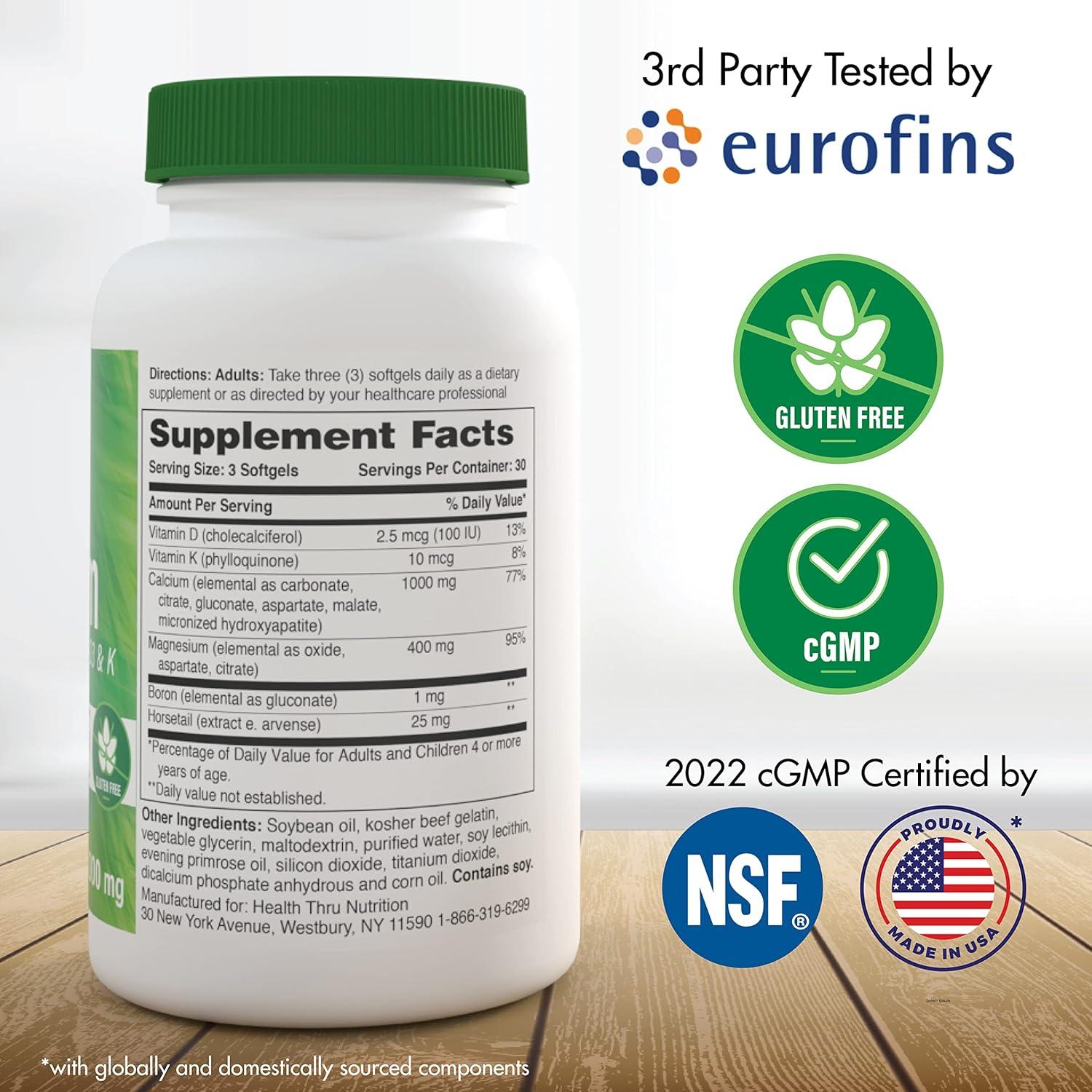 Suplemento de Calcio 1000mg y Magnesio 400mg Health Thru Nutrition