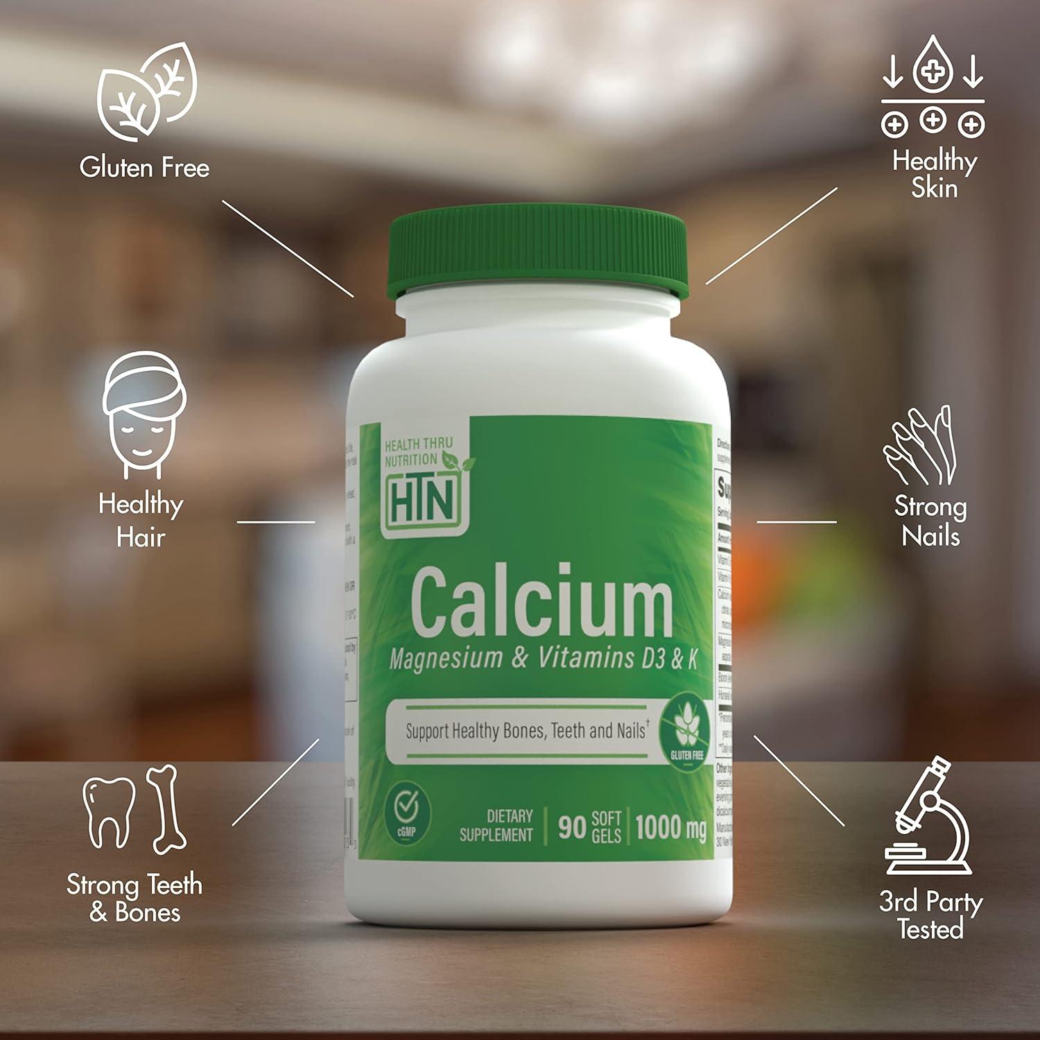Suplemento de Calcio 1000mg y Magnesio 400mg Health Thru Nutrition