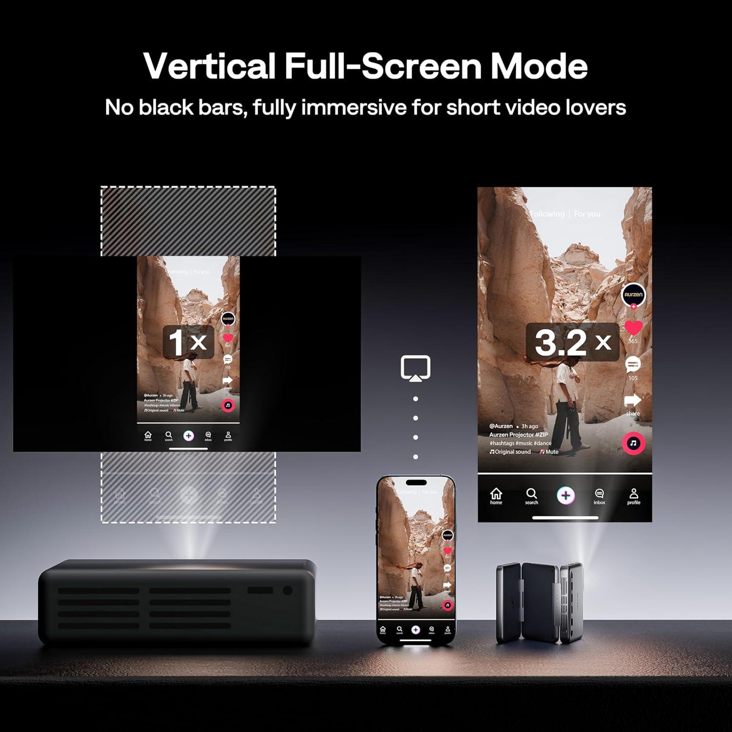 Proyector DLP Mini Aurzen ZIP 720P Portátil 5000mAh Gris