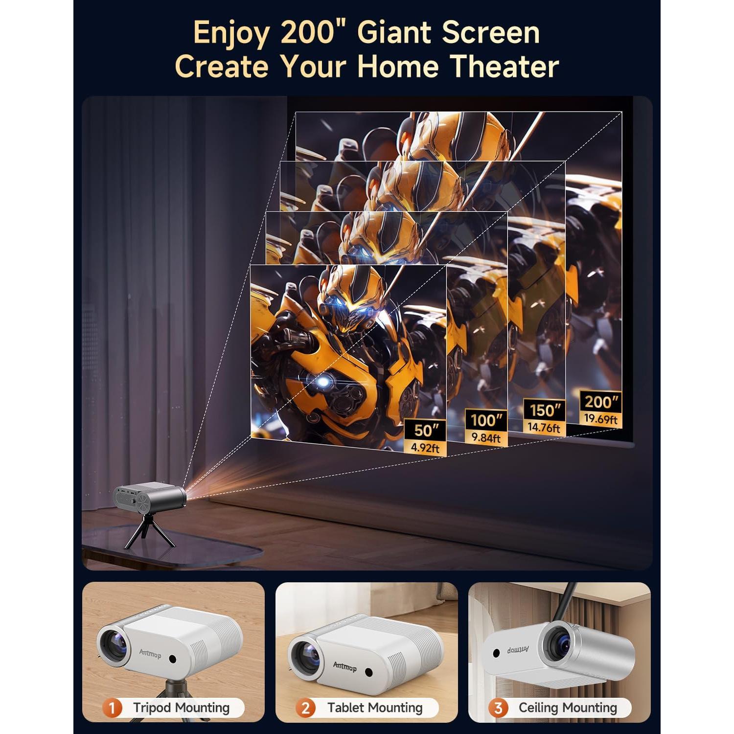 Mini Proyector Antmap VF320 1080P WiFi Bluetooth Portátil