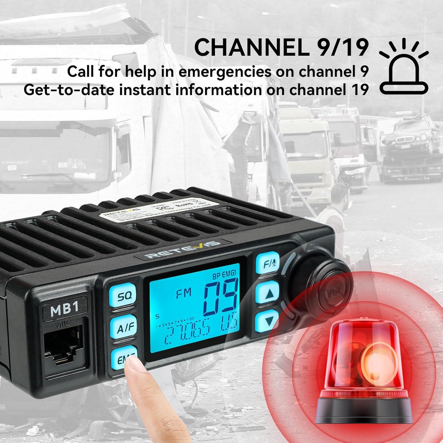 Radio CB Retevis MB1 40 Canales con Antena y Cancelación de Ruido