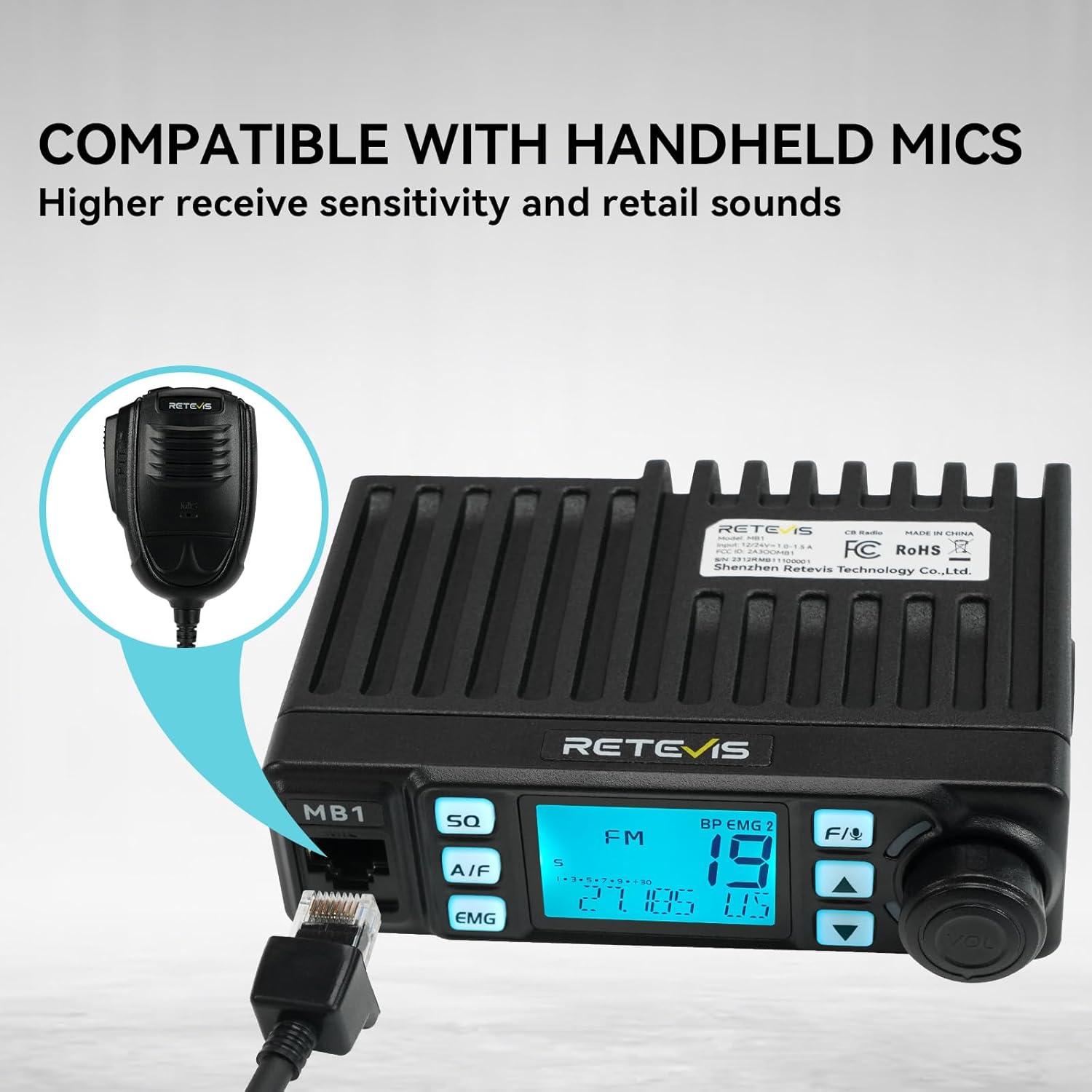 Radio CB Retevis MB1 40 Canales con Antena y Cancelación de Ruido