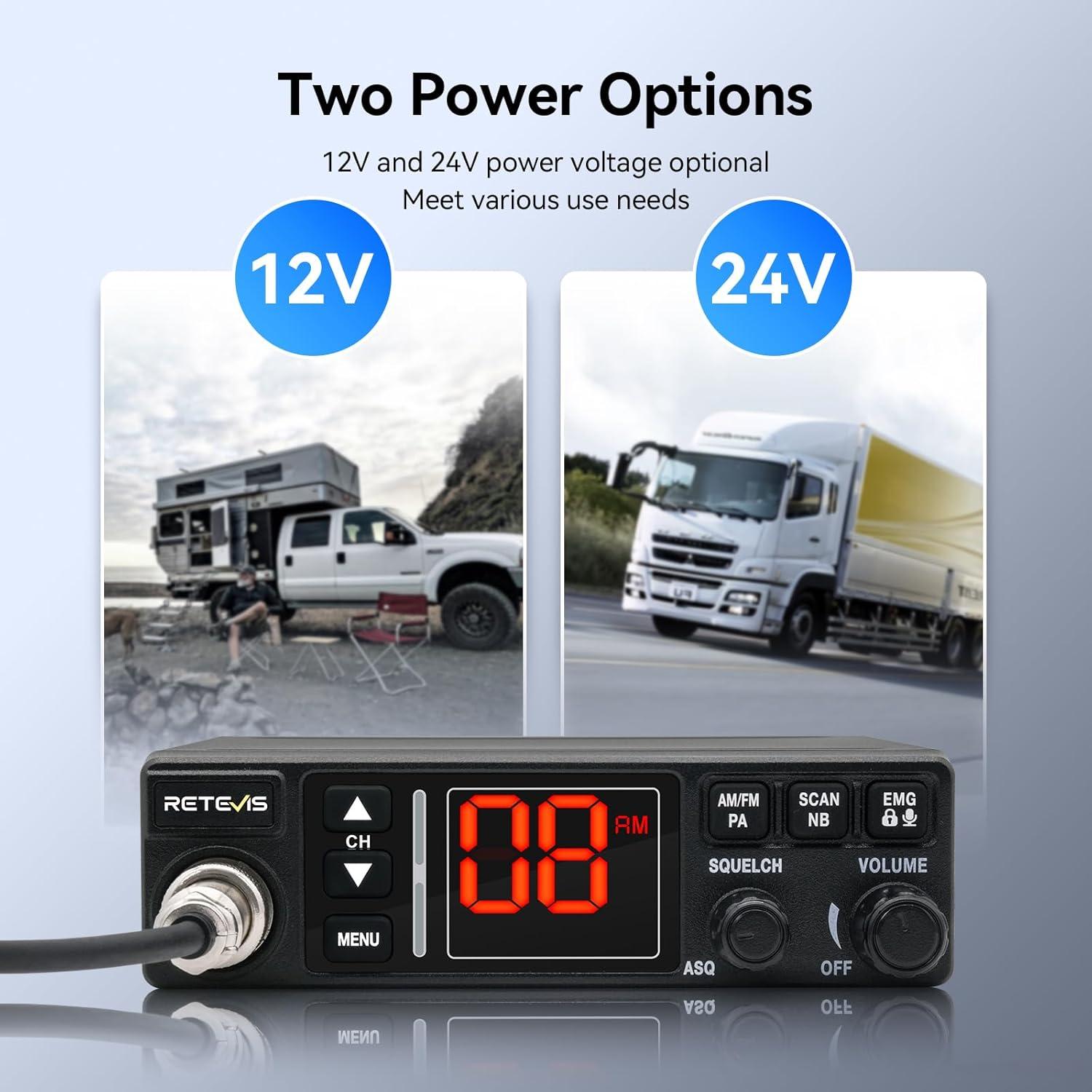 Radio CB Retevis MB3A 40 Canales AM/FM para Camioneros