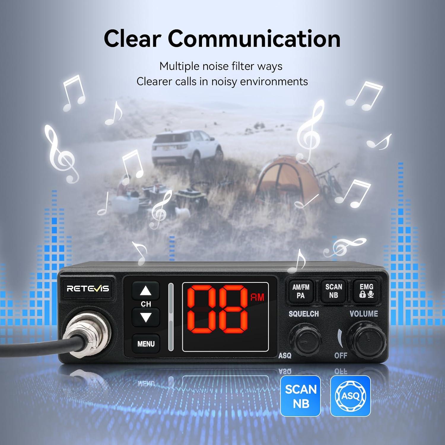 Radio CB Retevis MB3A 40 Canales AM/FM para Camioneros