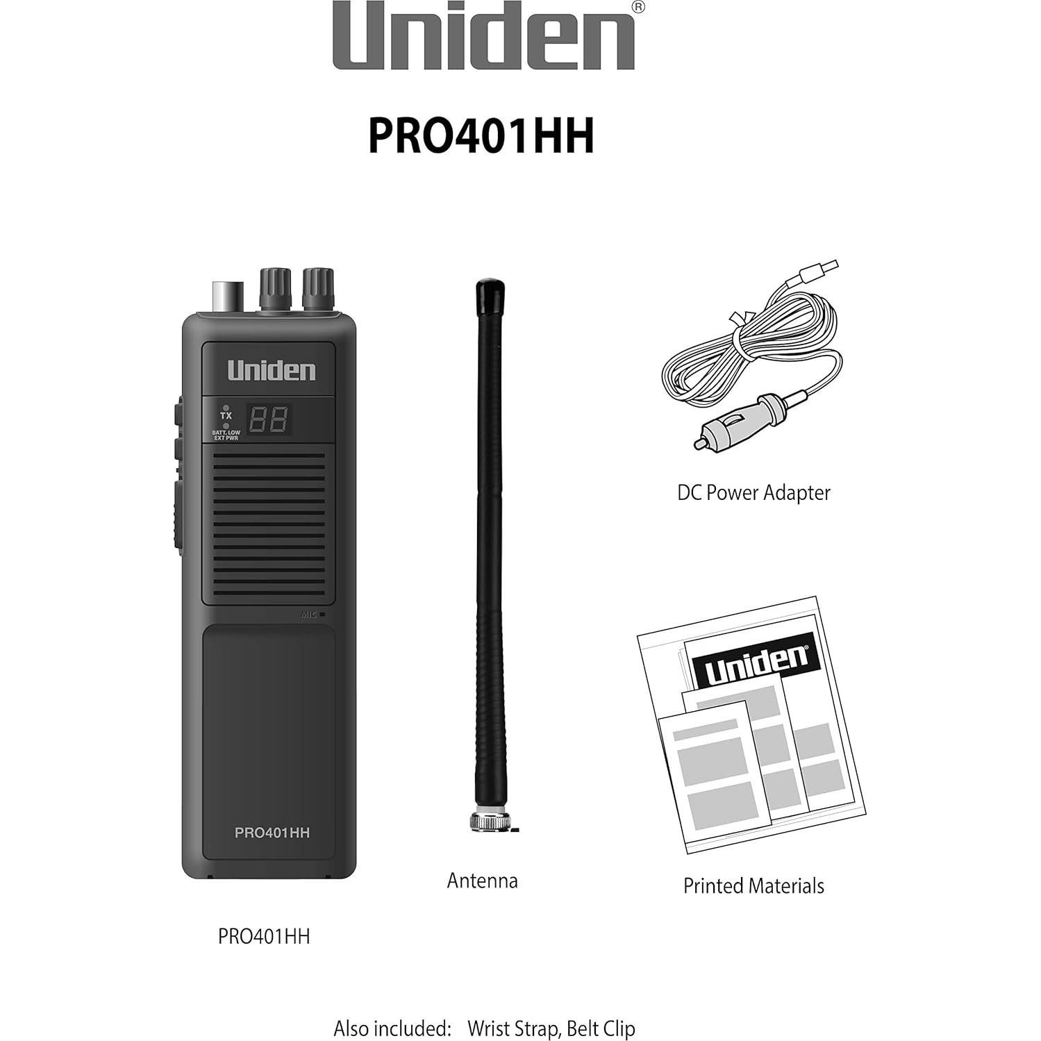 Radio CB Portátil Uniden PRO401HH 40 Canales 4W Alcance Largo