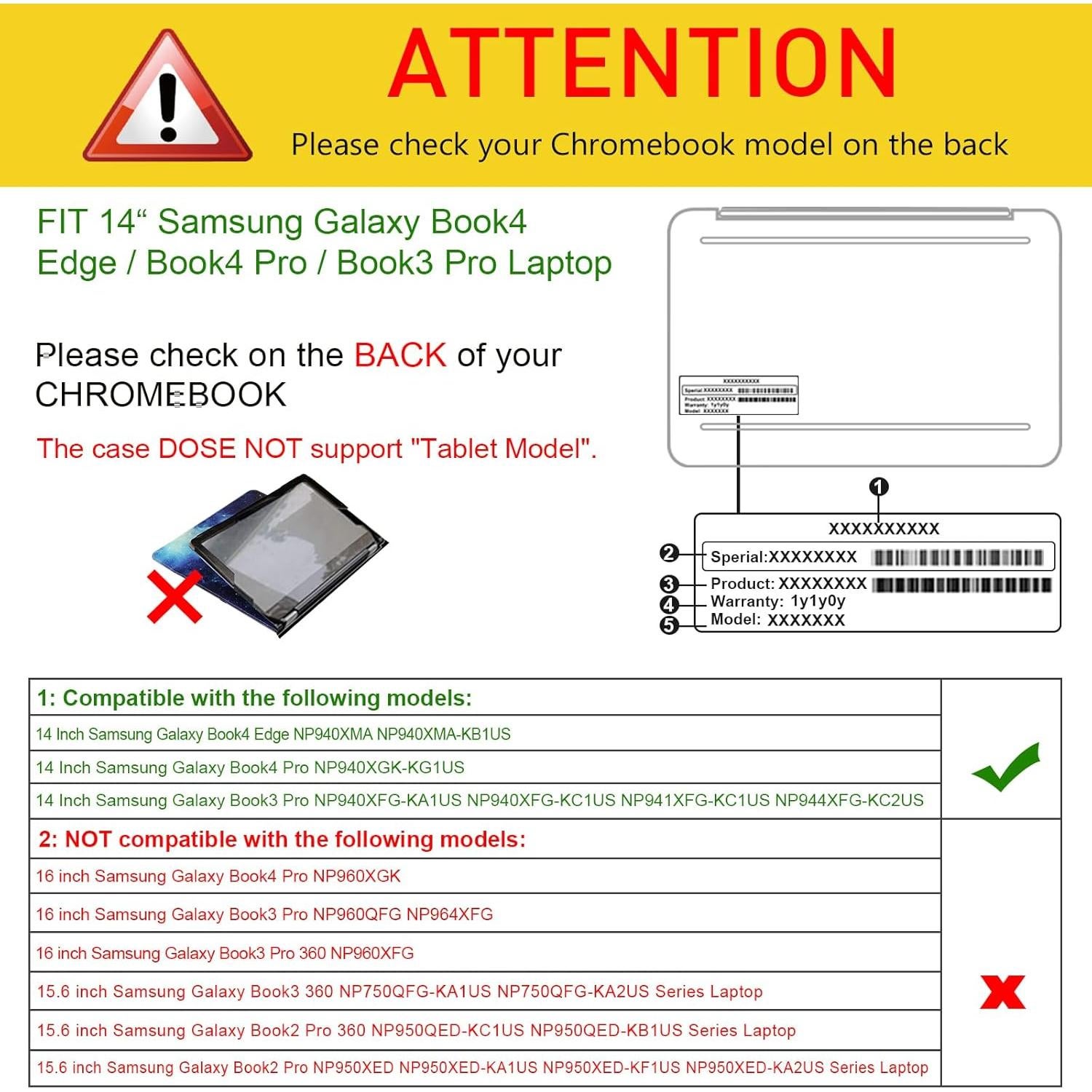 Funda Fintie para Samsung Galaxy Book4/Book3 Pro 14" - Cuero PU Negro