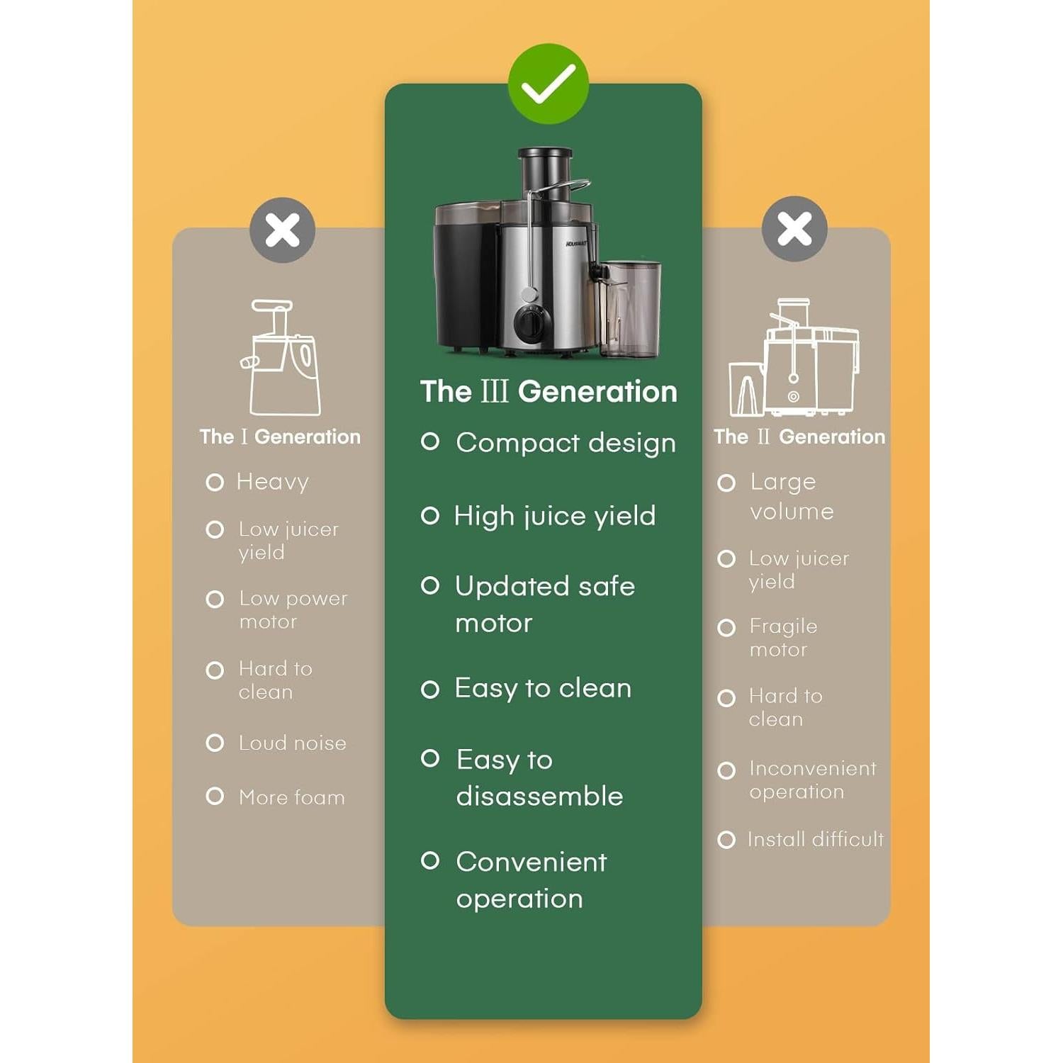 Extractor de Jugo HOUSNAT 400W Acero Inoxidable 3 Velocidades