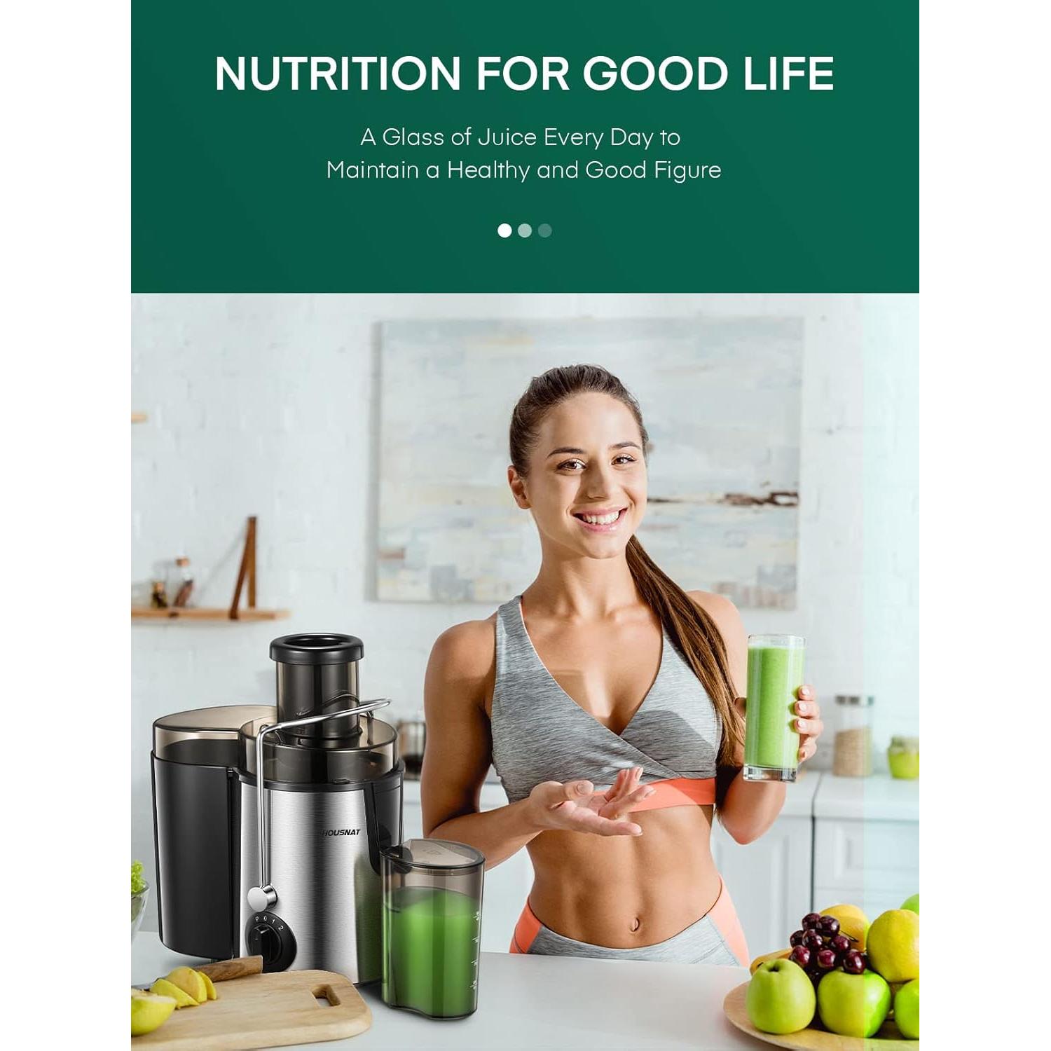 Extractor de Jugo HOUSNAT 400W Acero Inoxidable 3 Velocidades