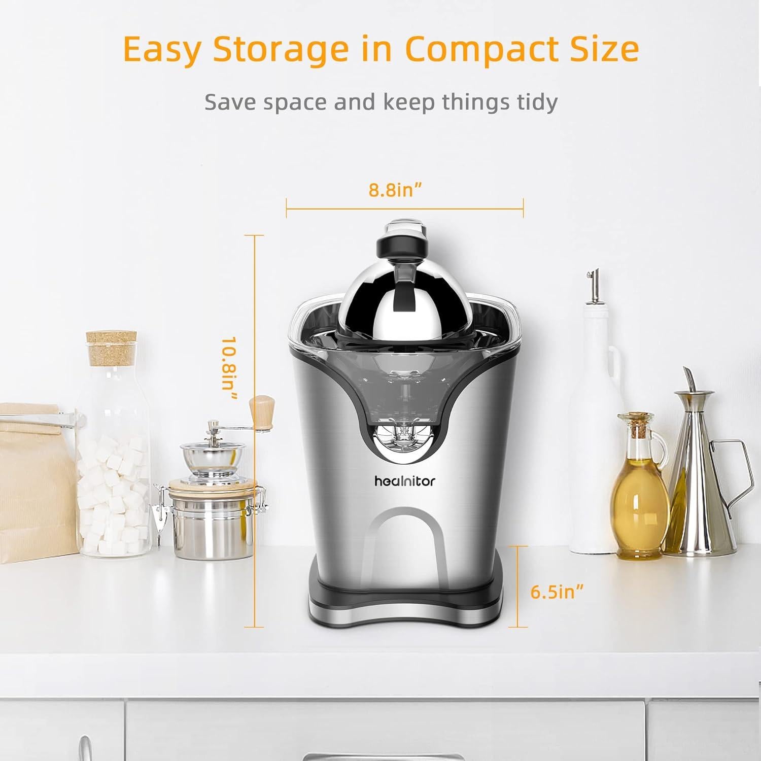 Exprimidor de cítricos eléctrico Healnitor 150W acero inoxidable