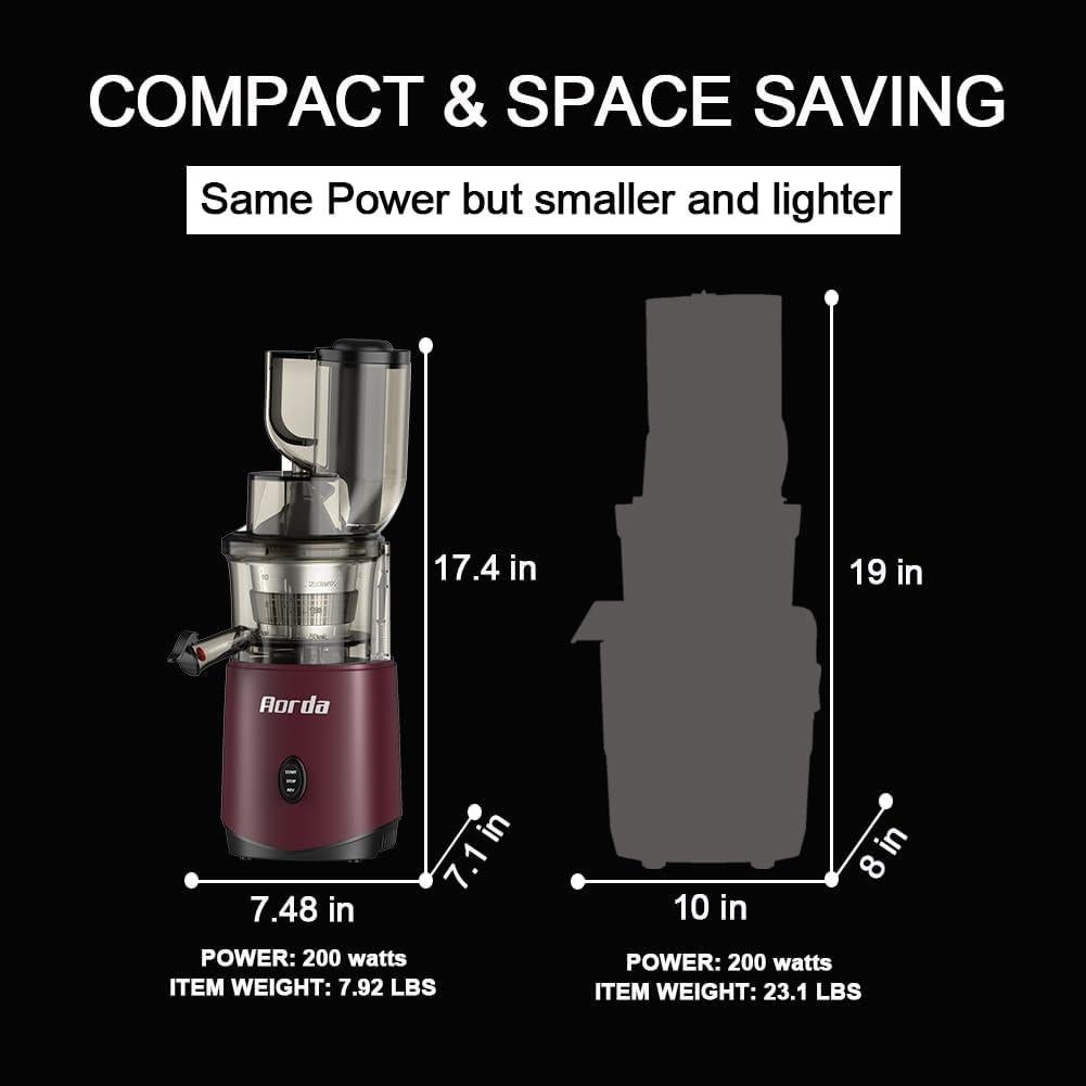 Exprimidor Masticador Aorda AR 200W Rojo para Frutas y Verduras
