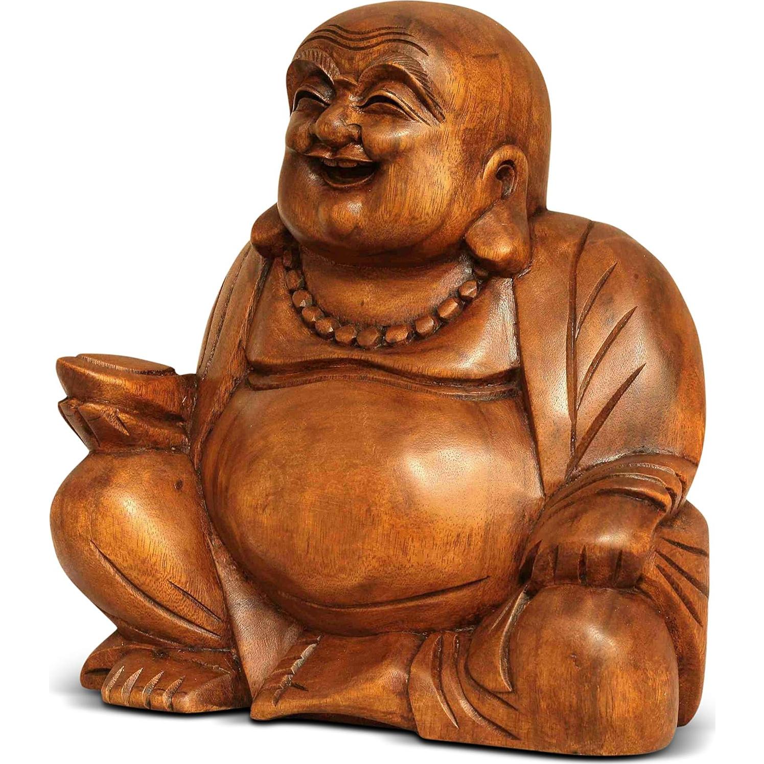 Estatua de Buda Feliz de Madera G6 Collection 20 cm Hecha a Mano