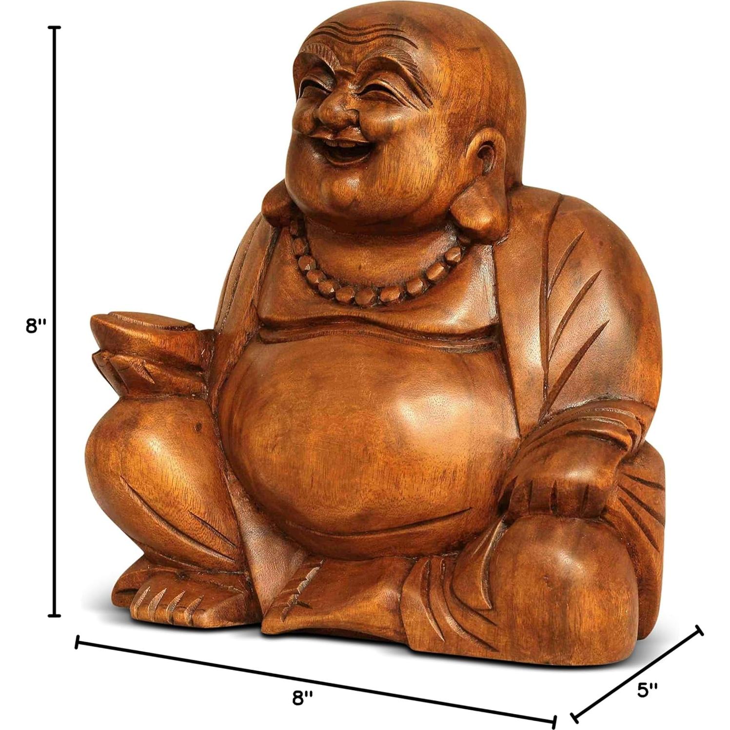 Estatua de Buda Feliz de Madera G6 Collection 20 cm Hecha a Mano