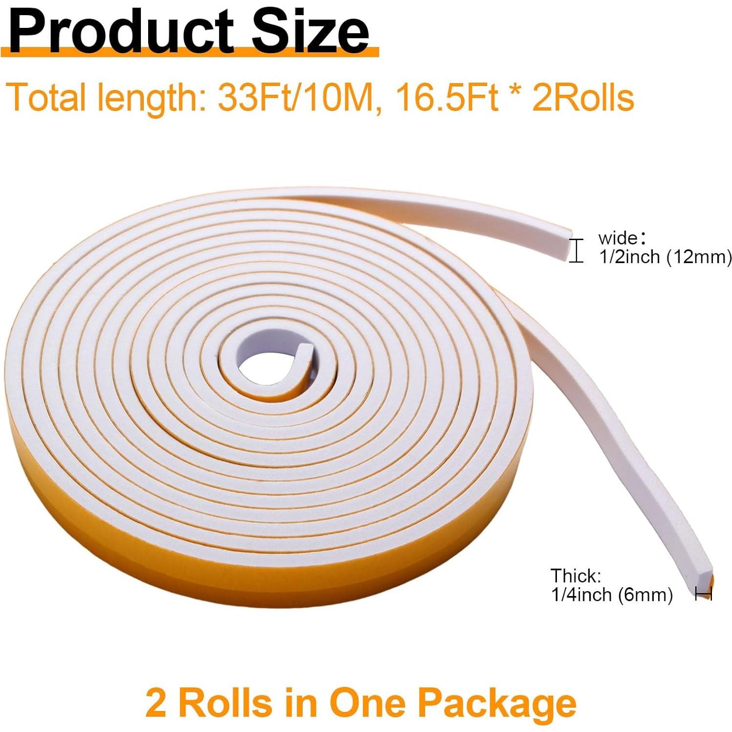 Tira de sellado autoadhesiva Pazaka 2 rollos 10.06 m espuma blanca