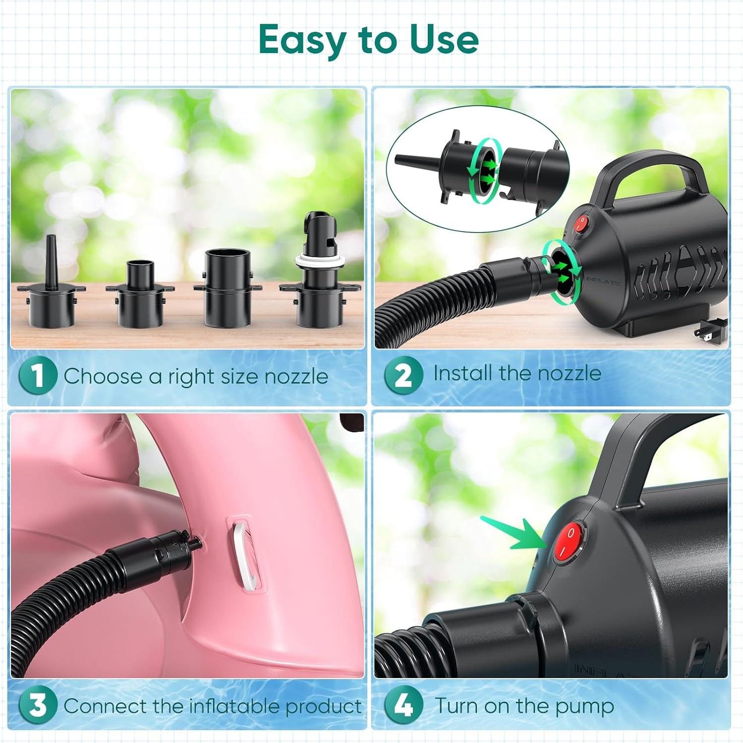 Bomba de Aire Eléctrica MAACLOUD 8605 400W Inflador Rápido