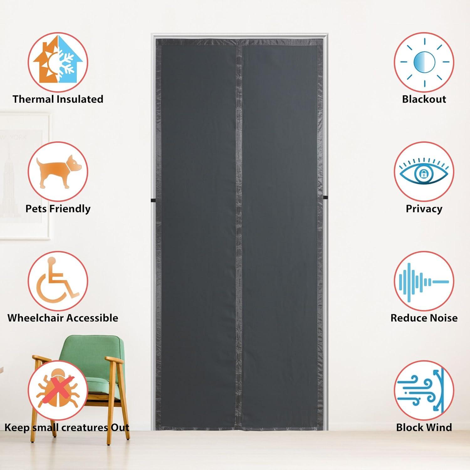 Cortina de Puerta Aislante Térmica Mpmedo 34x81 cm Gris