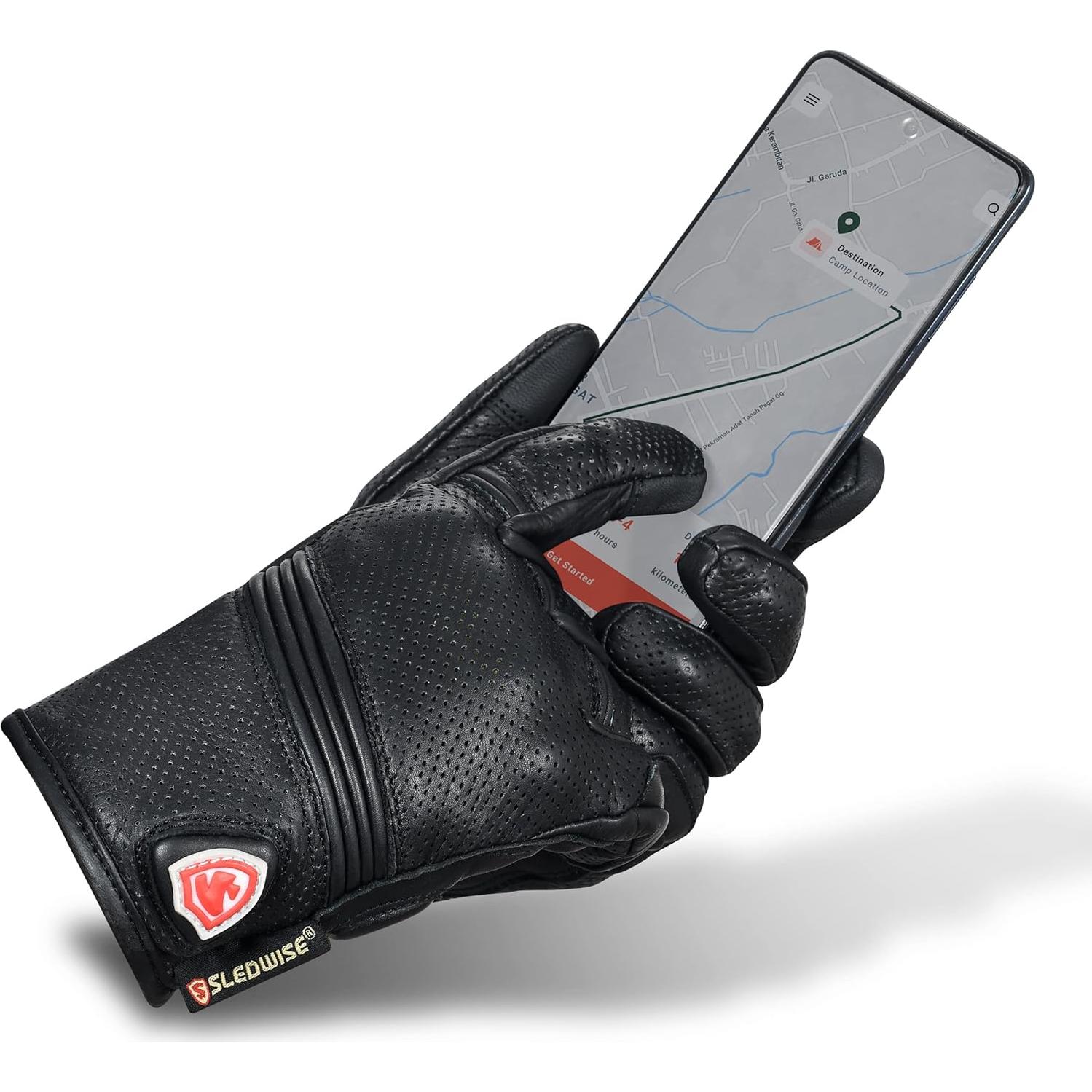 Guantes de motocicleta Sledwise de cuero con protección