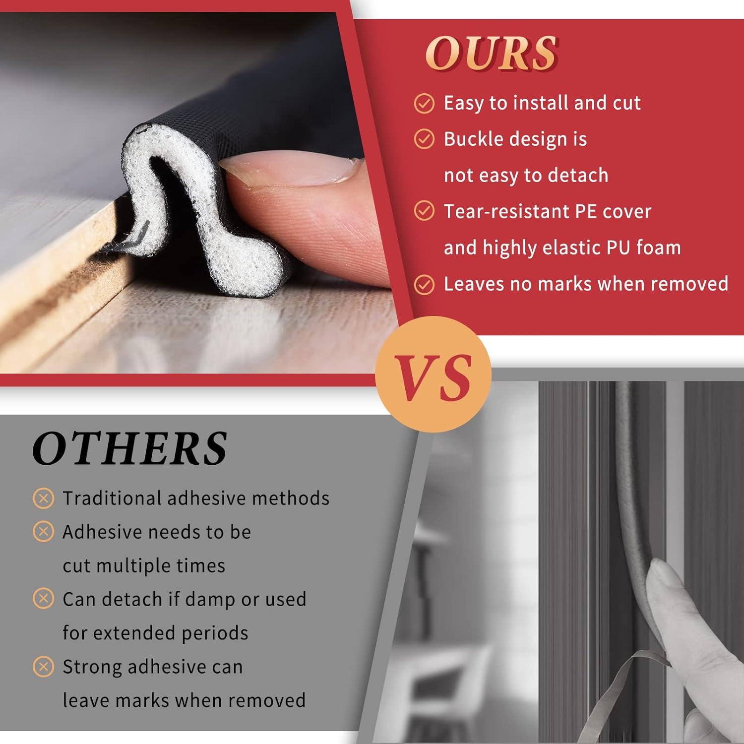 Sello de Puerta Aislante Fingwerk 8m Negro PVC - Fácil Instalación