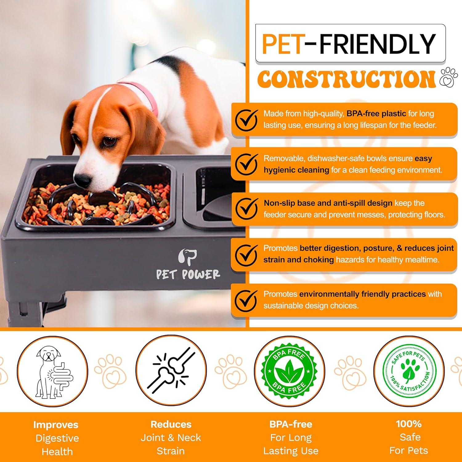 Cuencos Elevados para Perros PET POWER, 4 Alturas Ajustables