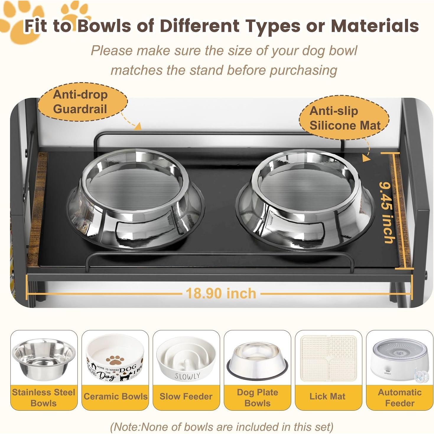 Soporte Elevado para Cuencos de Perro Lomivra con Almacenamiento