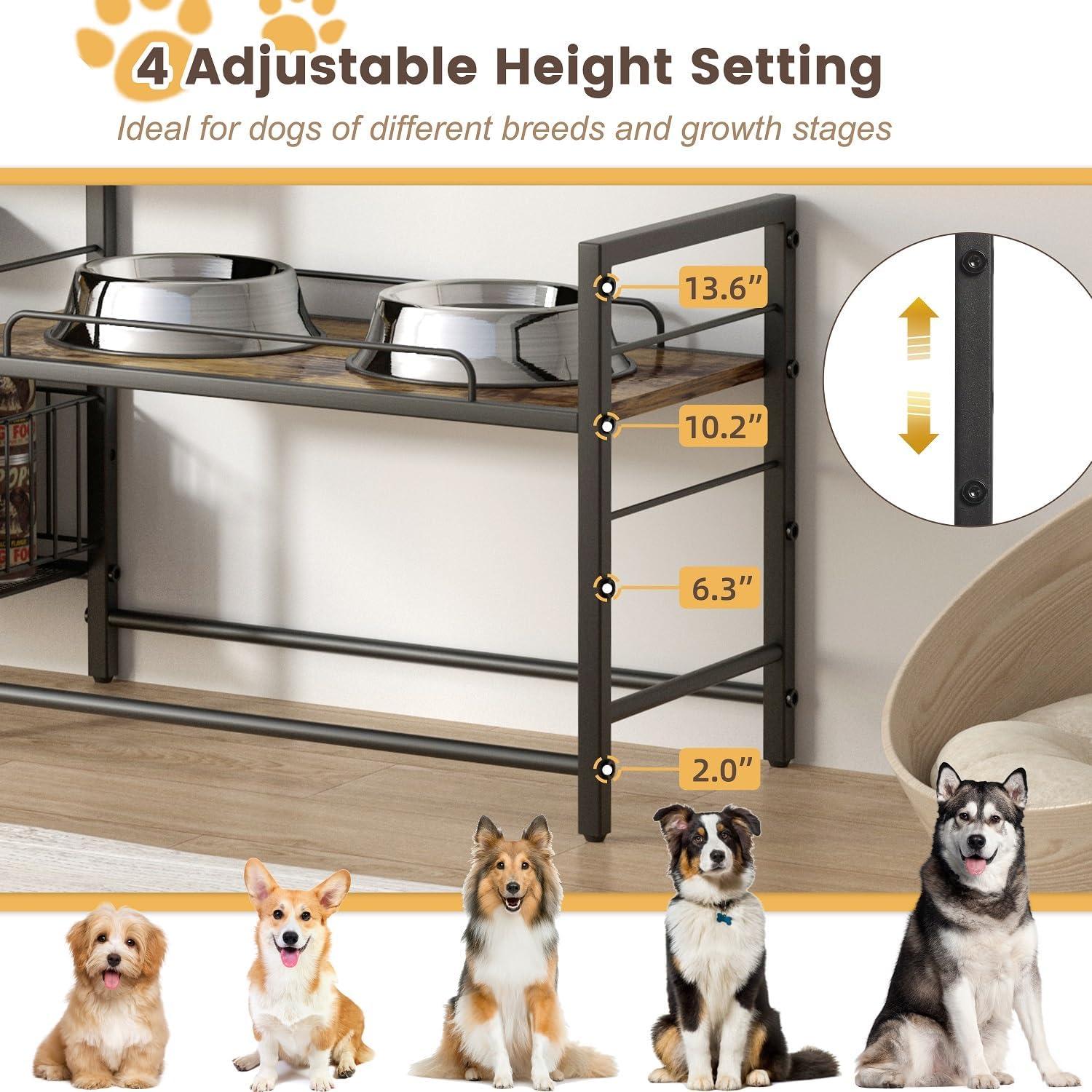 Soporte Elevado para Cuencos de Perro Lomivra con Almacenamiento