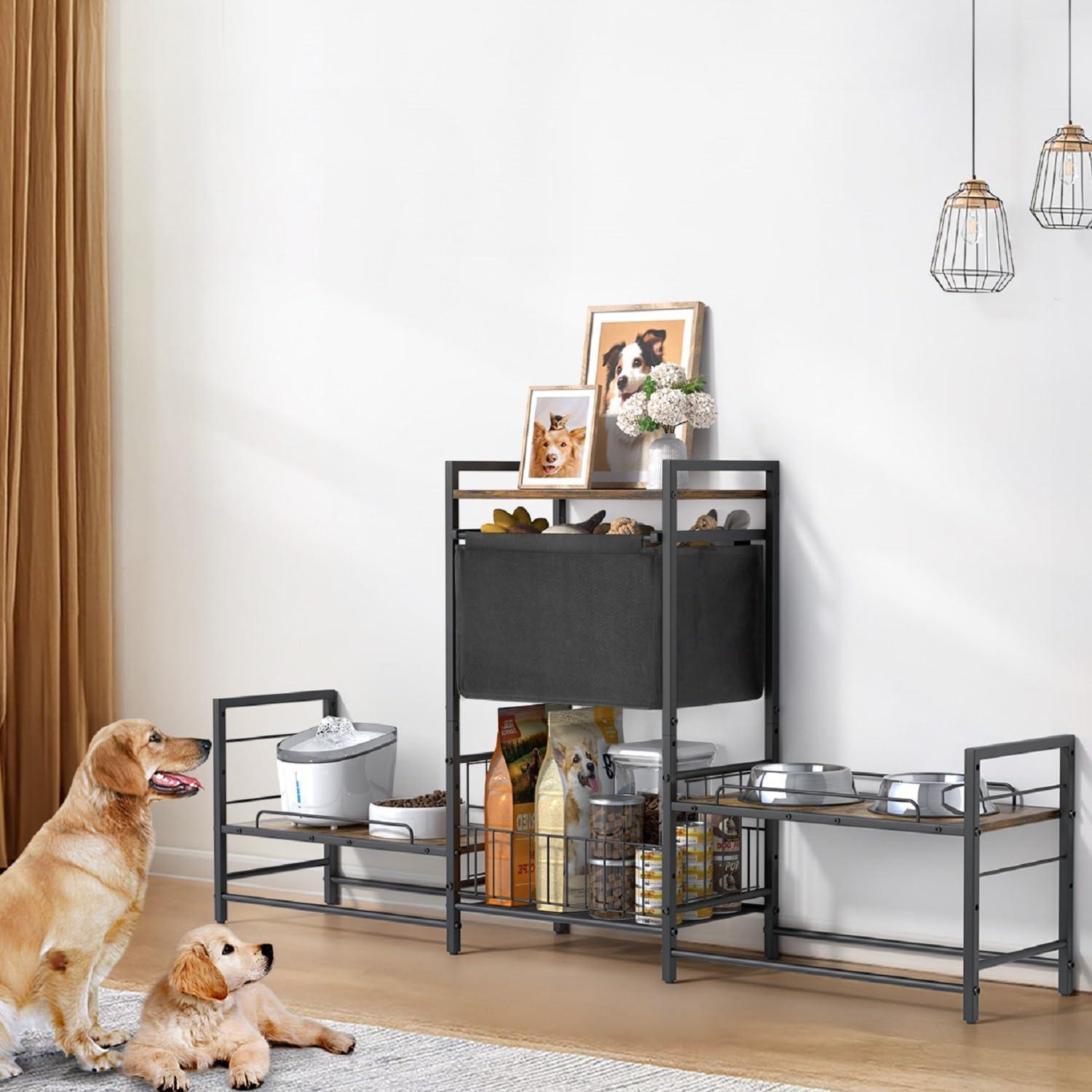 Soporte Elevado para Cuencos de Perro Lomivra con Almacenamiento