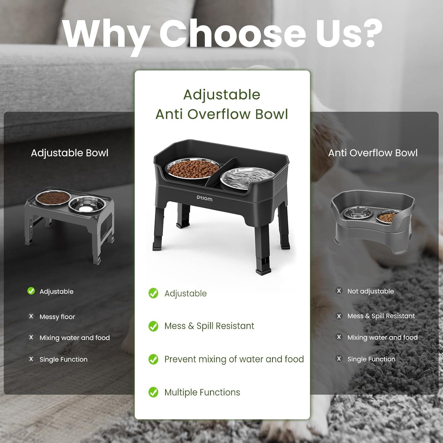 Cuencos Elevados para Perros KPWACD 2x1.65L Ajustables