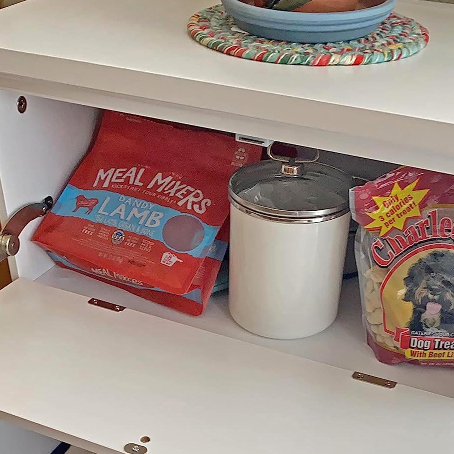 Soporte Elevado para Cuencos de Perro MiMu Blanco con Almacenamiento