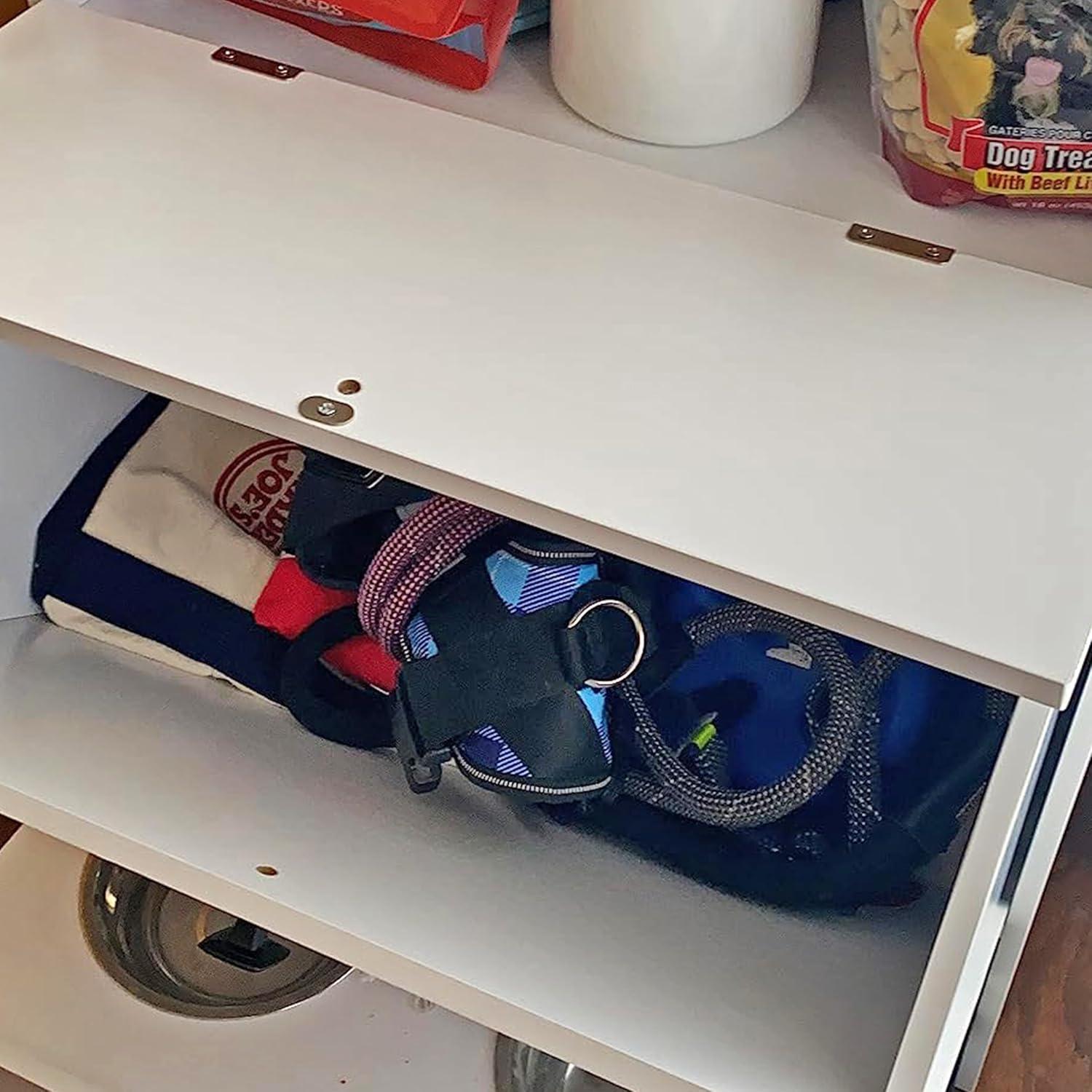 Soporte Elevado para Cuencos de Perro MiMu Blanco con Almacenamiento