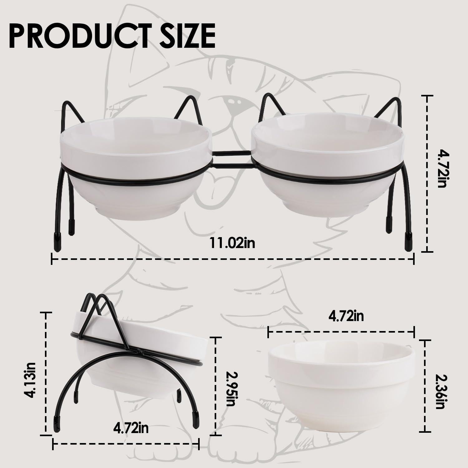 Juego de Tazones Dobles Elevados para Gatos Trundisan 12.7cm