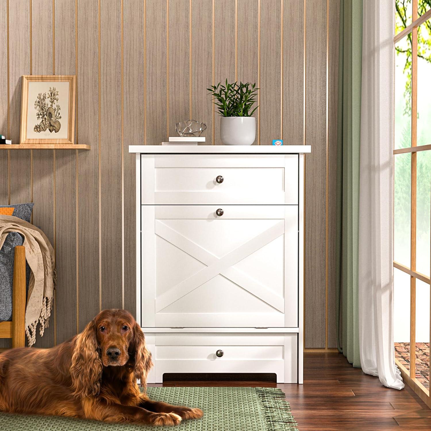 Estación de Alimentación para Perros GAZHOME con 2 Cuencos y Armario