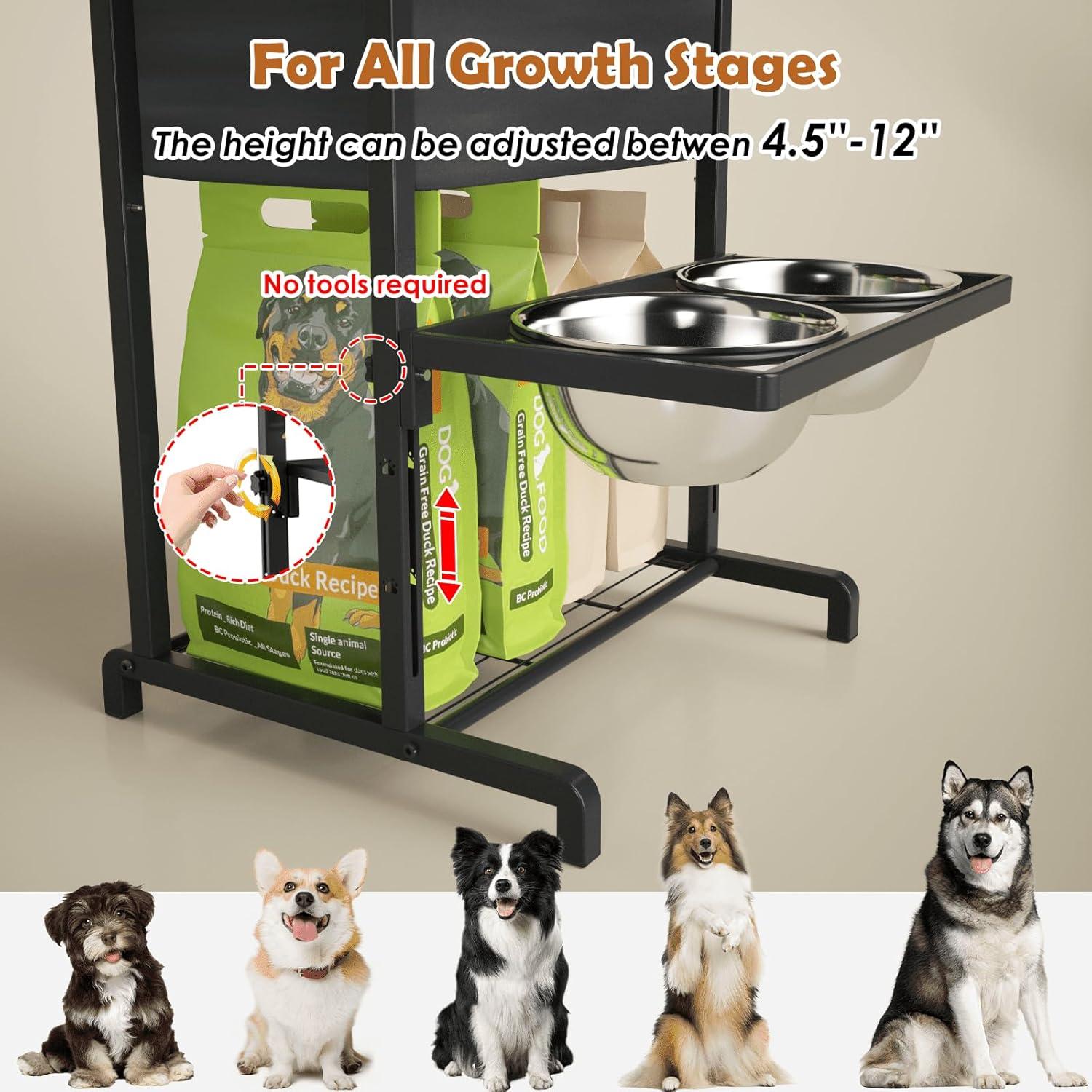 Cuencos Elevados para Perros SHAINFUN 11.4-30.5 cm 2x1700ml