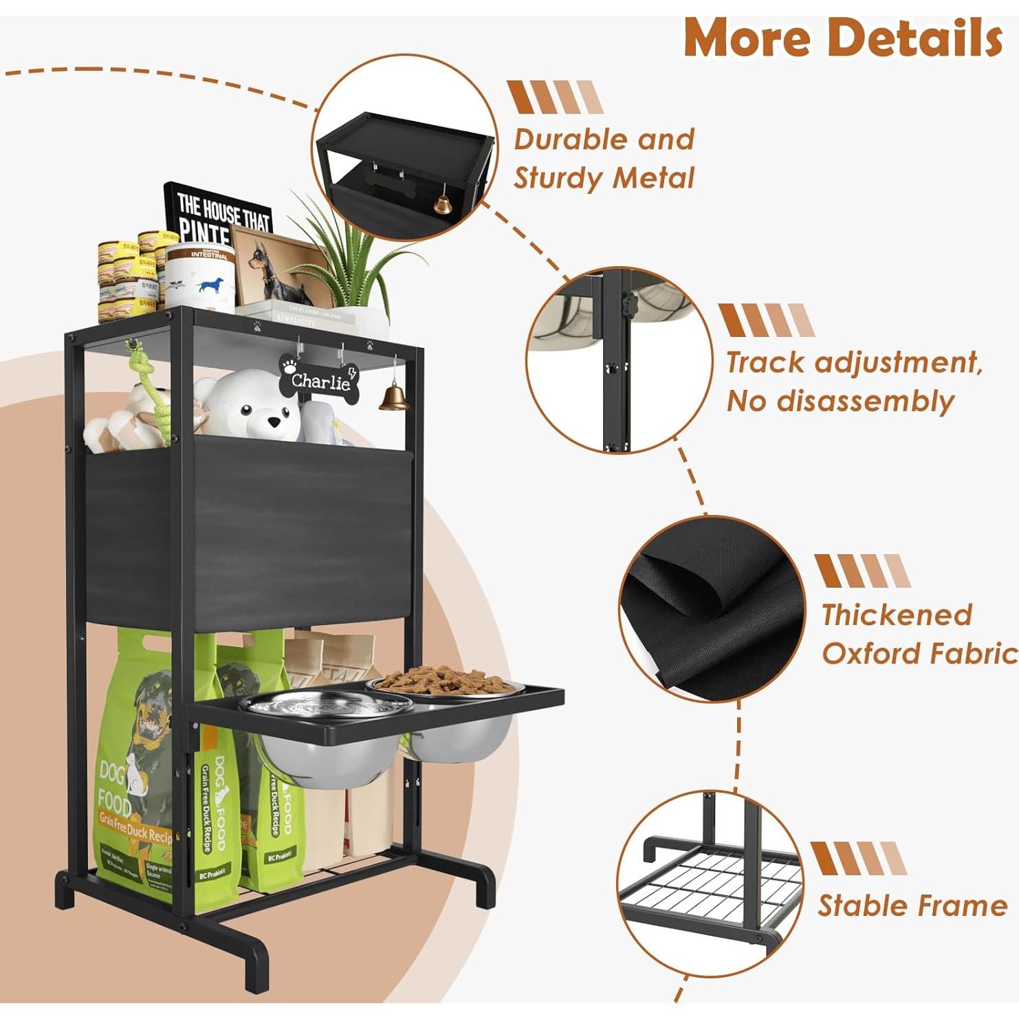 Cuencos Elevados para Perros SHAINFUN 11.4-30.5 cm 2x1700ml