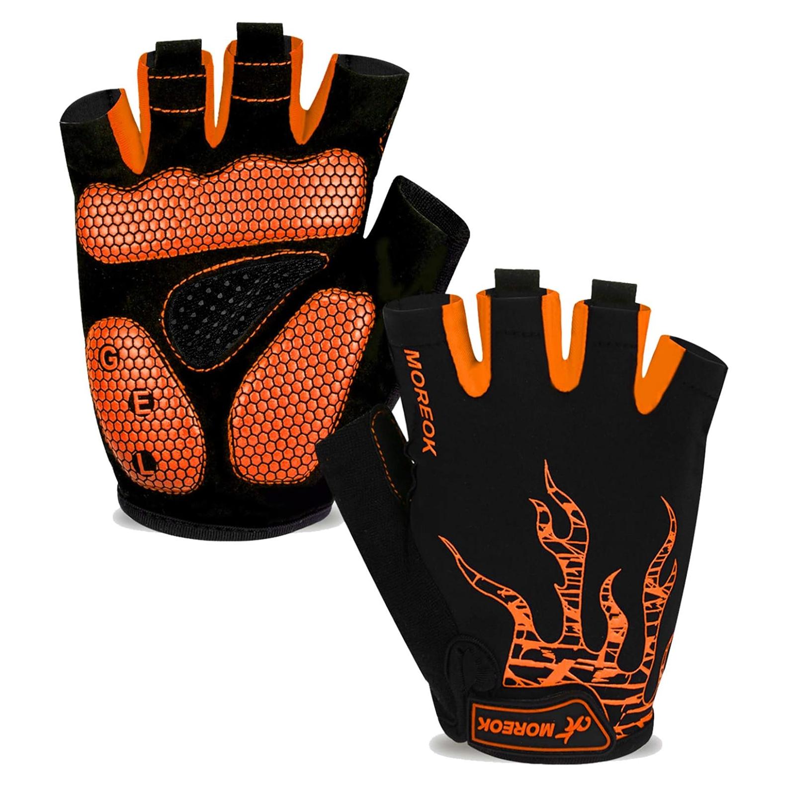 Guantes de Ciclismo MOREOK Unisex Naranja 5MM Gel Antideslizante