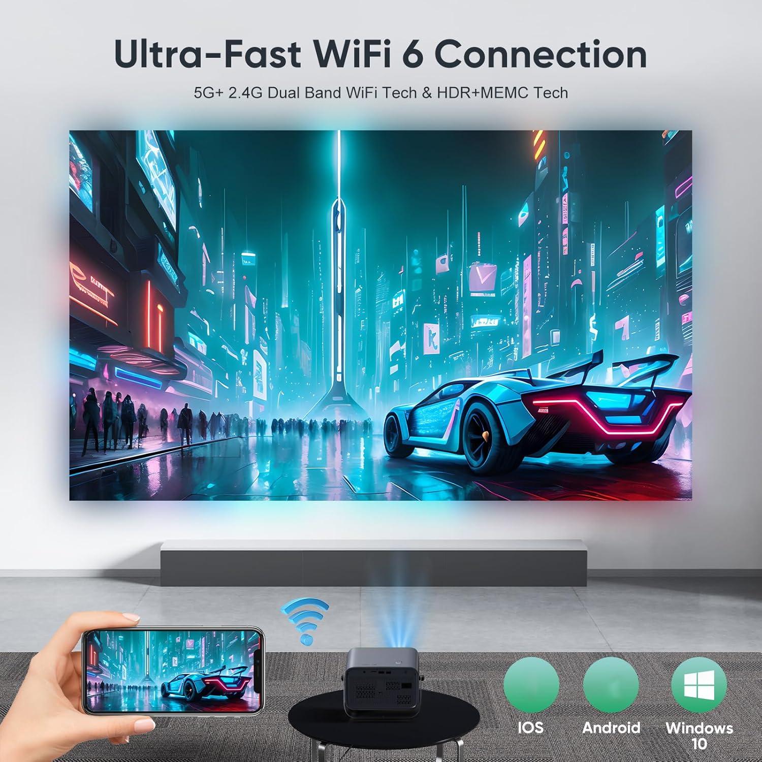 Proyector 4K Haqdl HA04 Mini con Auto Enfoque y WiFi