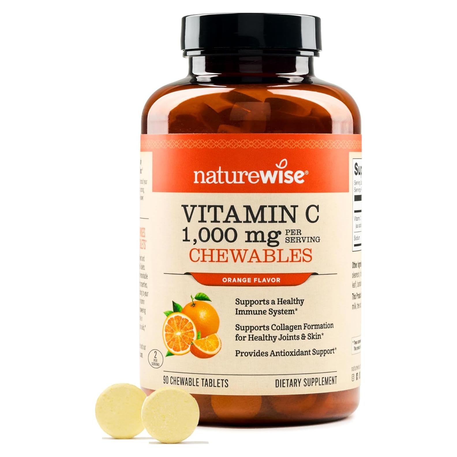 NatureWise Vitamina C Masticable 1000mg Naranja 90 Tabletas