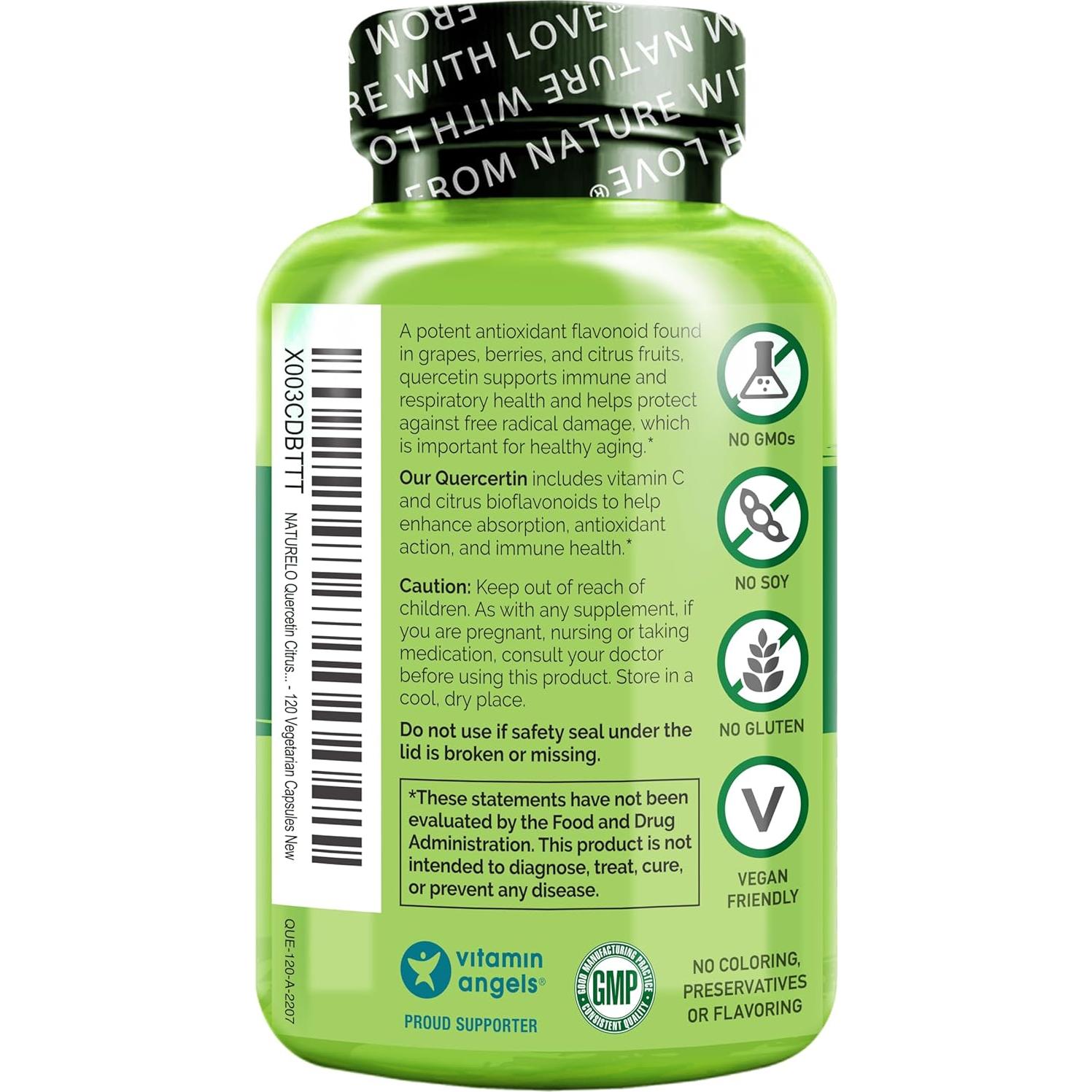 NATURELO Quercetina con Bioflavonoides Cítricos - 240 Cápsulas Vegetarianas