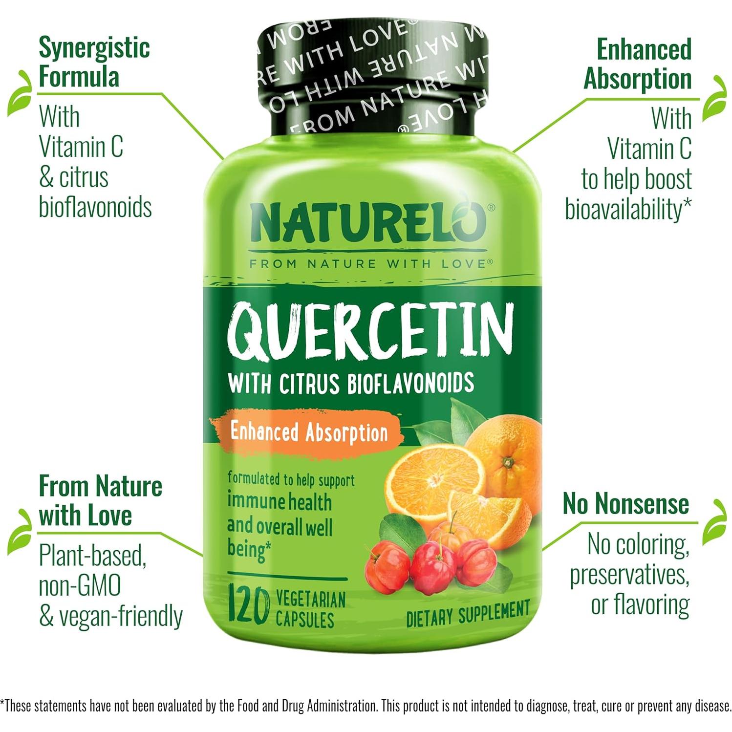 NATURELO Quercetina con Bioflavonoides Cítricos - 240 Cápsulas Vegetarianas