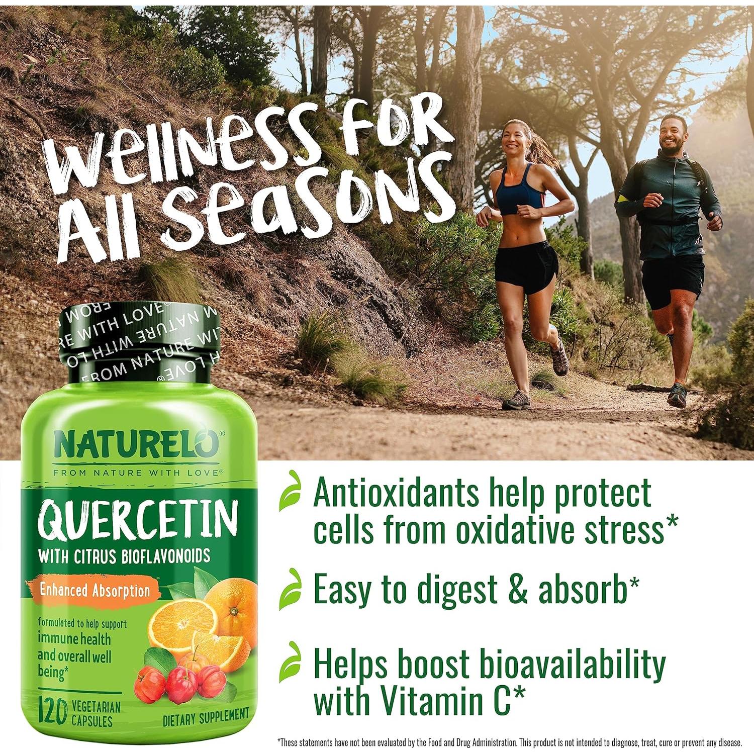 NATURELO Quercetina con Bioflavonoides Cítricos - 240 Cápsulas Vegetarianas