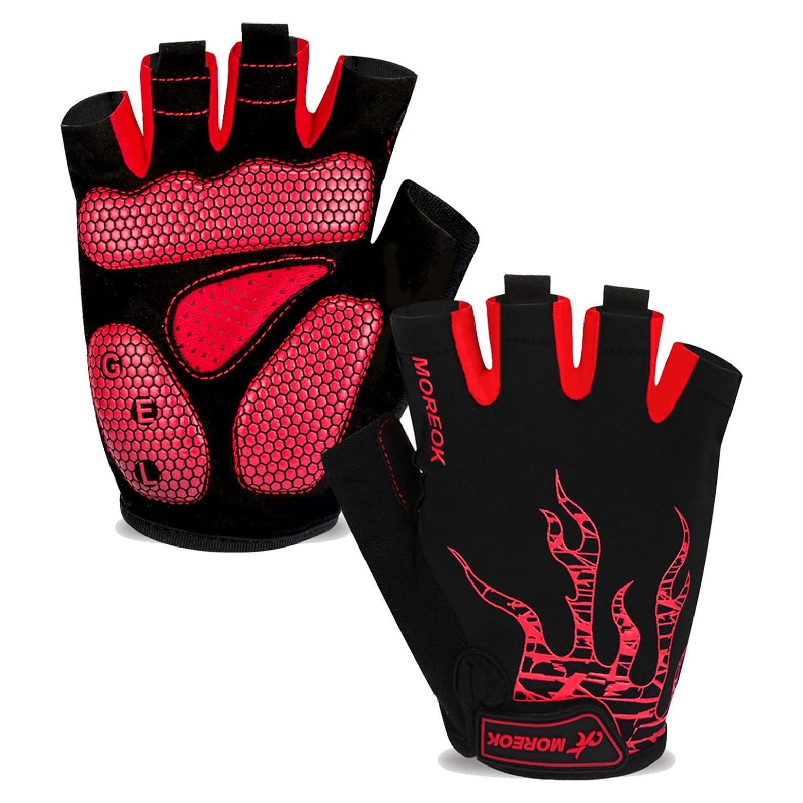 Guantes de Ciclismo MOREOK Unisex Rojo 5MM Gel Antideslizante