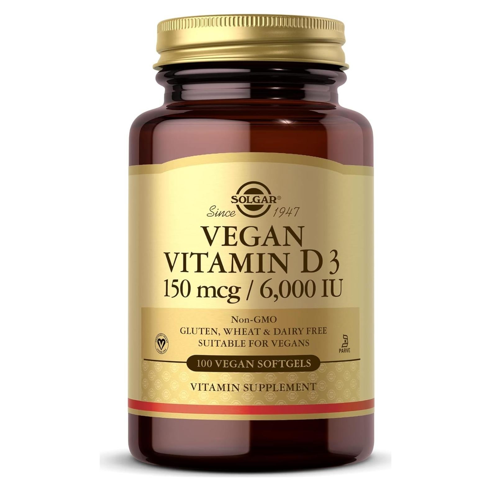 Vitamina D3 Vegana Solgar 150 mcg 100 Gelatinas Blandas