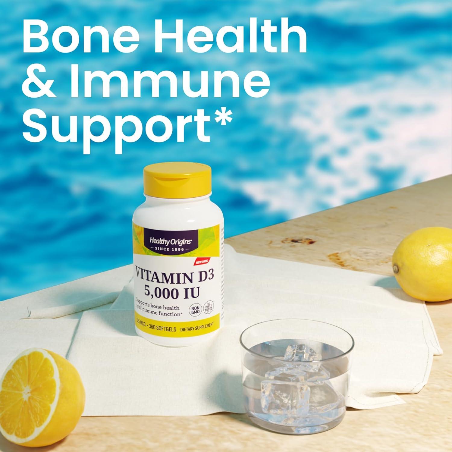 Vitamina D3 5000 UI Healthy Origins 120 Gelatinas Blandas