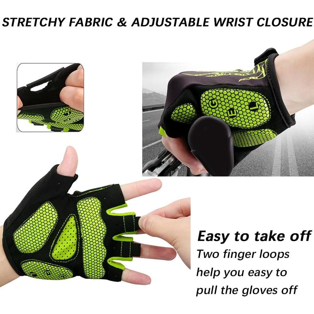 Guantes de Ciclismo MOREOK Medianos Verde con Gel 5MM