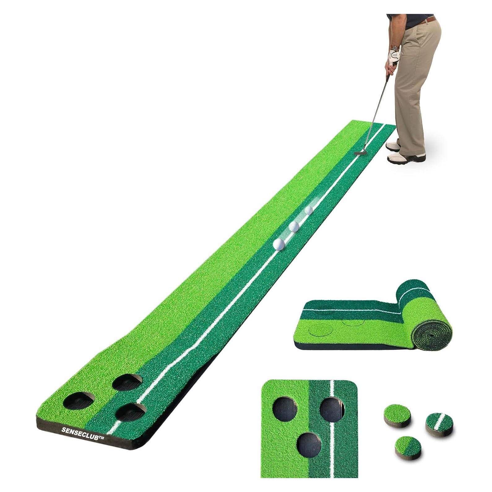Mat de Putting Plegable SENSECLUB SC-S1 3 Hoyos 2.44x0.30m