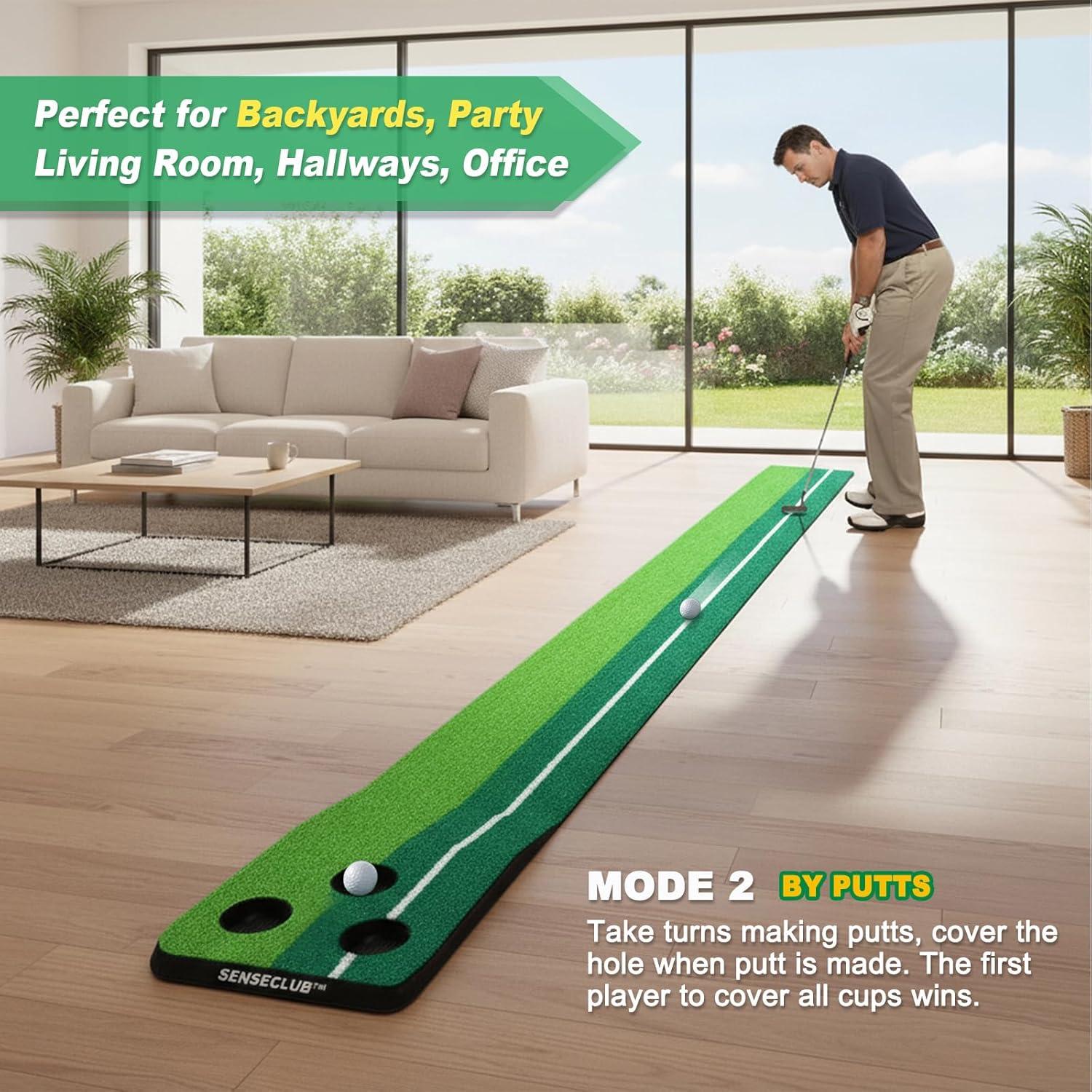 Mat de Putting Plegable SENSECLUB SC-S1 3 Hoyos 2.44x0.30m