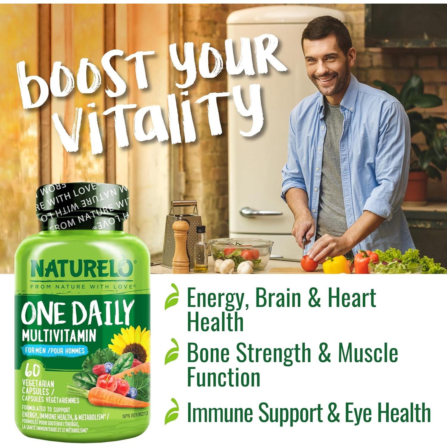 Multivitaminas Diarias para Hombres NATURELO - 60 Cápsulas Vegetarianas