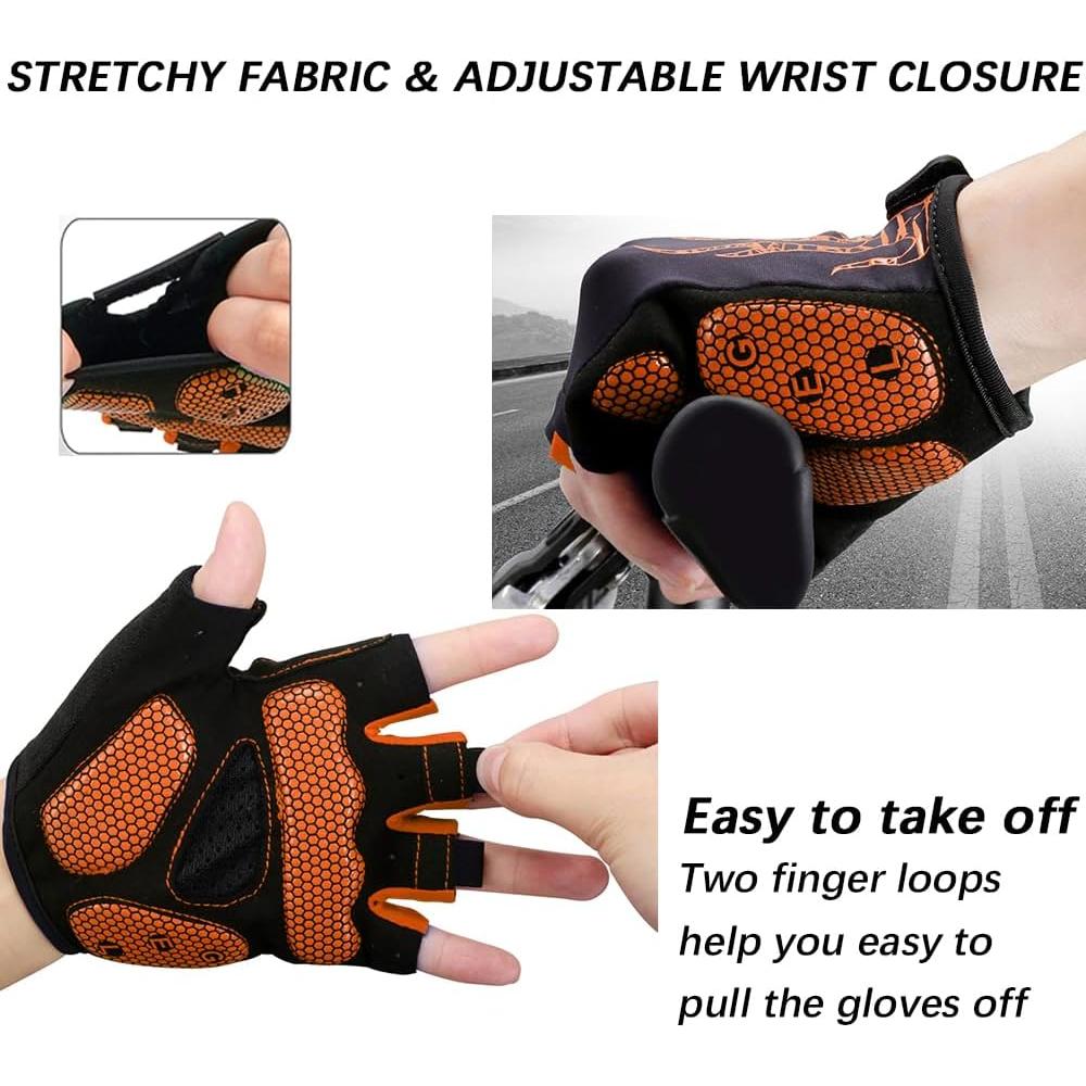 Guantes de Ciclismo MOREOK Medianos Naranja con Gel 5MM