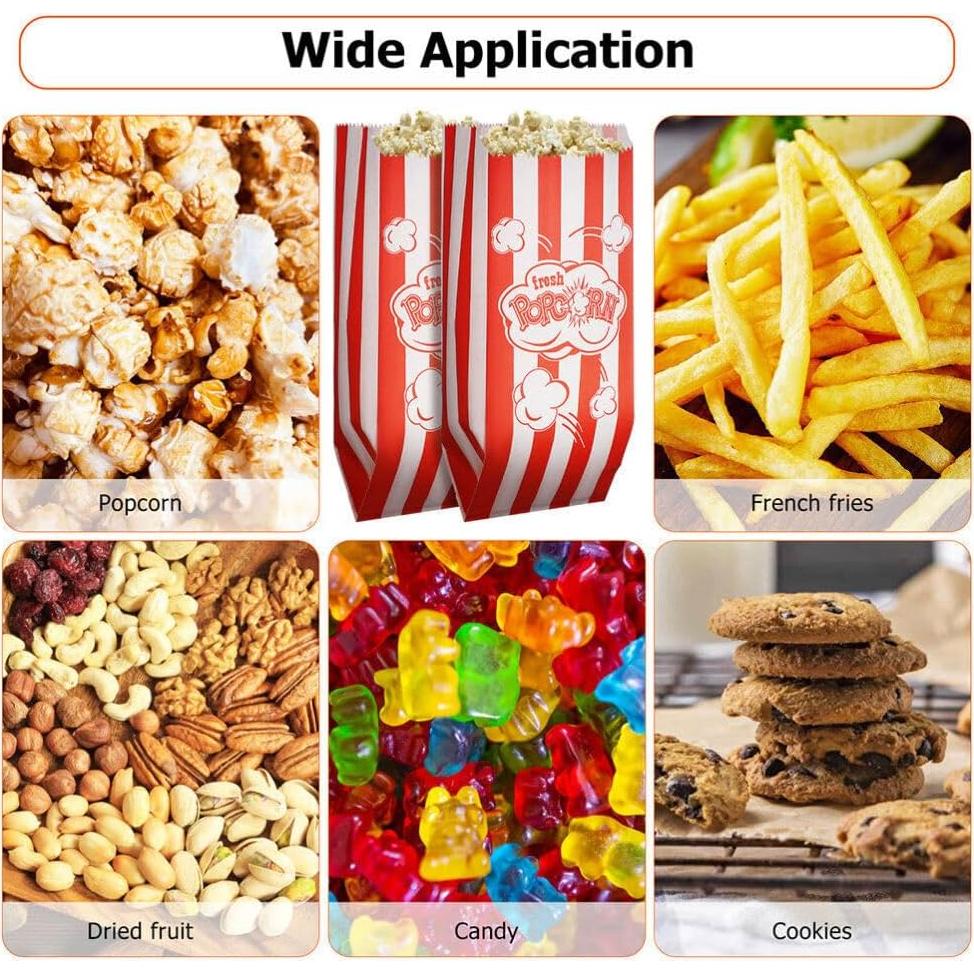 200 Bolsas de Papel para Palomitas y Delantal Chef Rojo