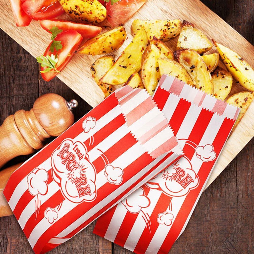 200 Bolsas de Papel para Palomitas y Delantal Chef Rojo