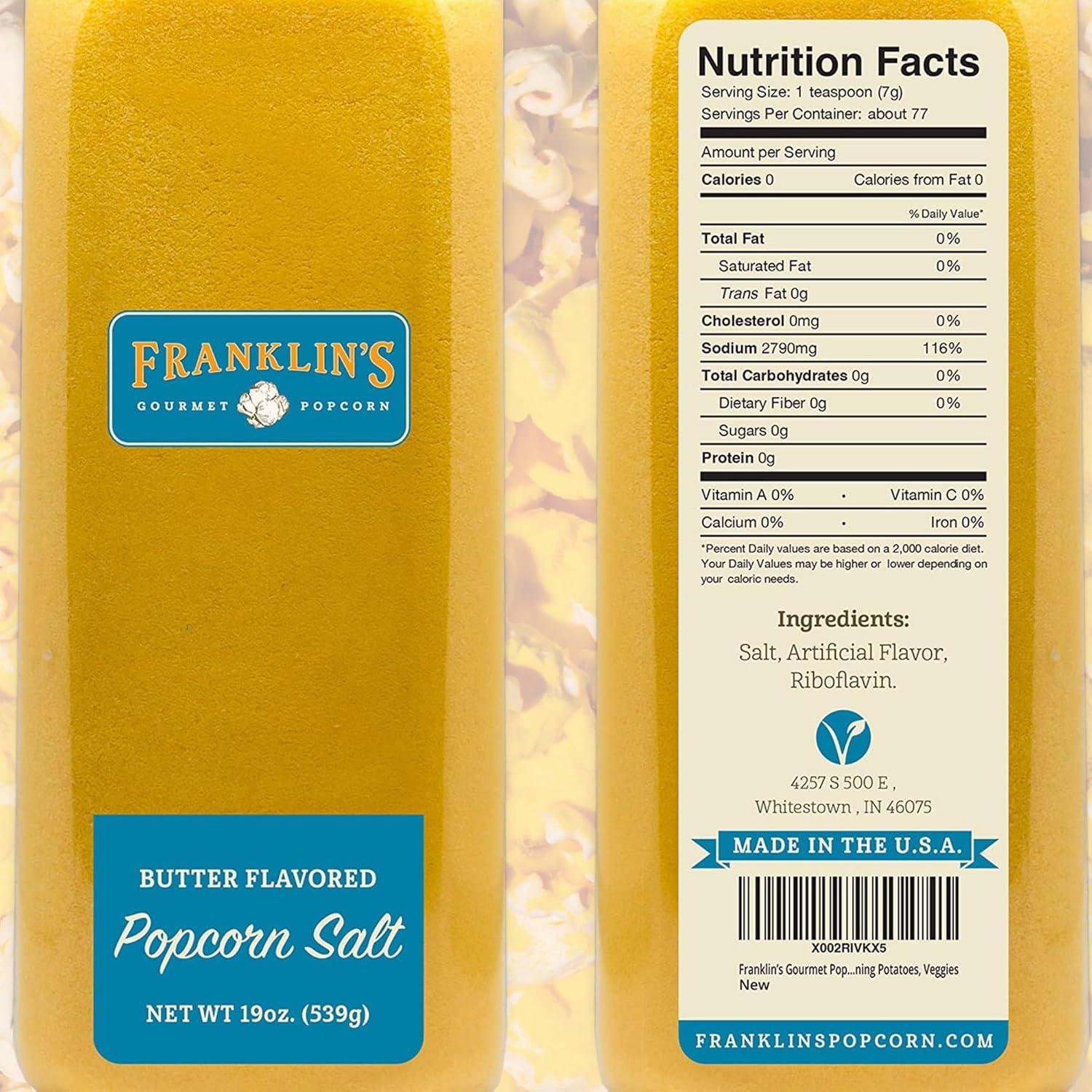 Palomitas Gourmet Franklin - Granos Orgánicos 793g + Sal 538g + Aceite 850g