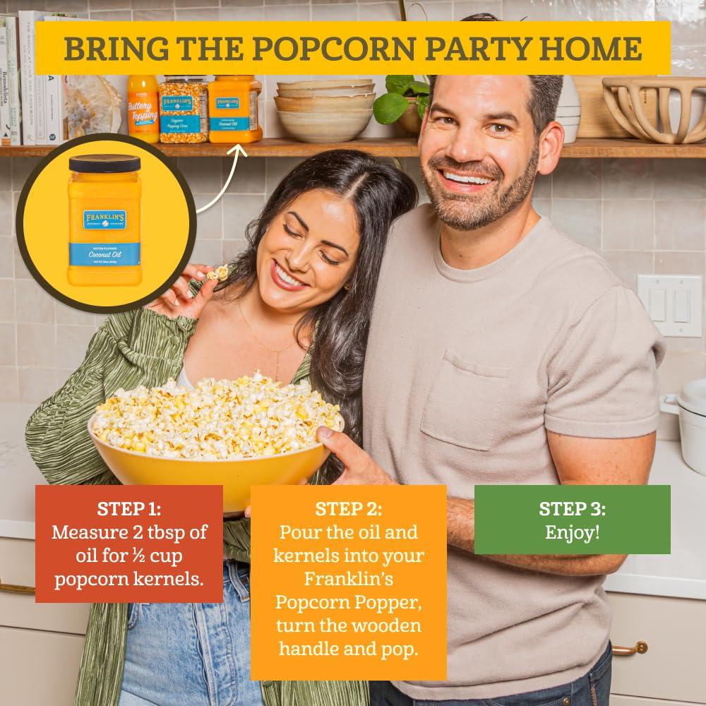Palomitas Gourmet Franklin - Granos Orgánicos 793g + Sal 538g + Aceite 850g